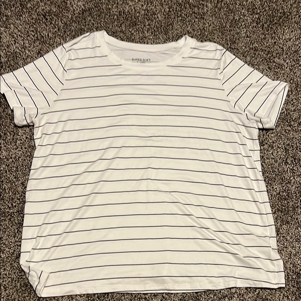 Torrid White and Black Striped Top